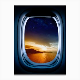 Airplane window with Moon, porthole #4 Canvas Print