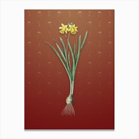 Vintage Lesser Wild Daffodil Botanical on Falu Red Pattern n.2555 Canvas Print