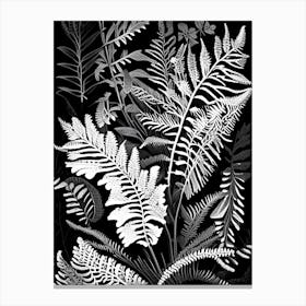 Bracken Fern Wildflower Linocut Canvas Print