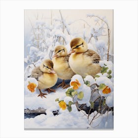 Snowy Winter Duckling 1 Canvas Print