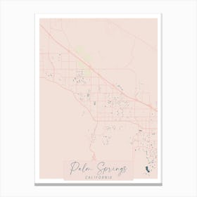 Palm Springs California Pink and Blue Cute Script Street Map Canvas Print