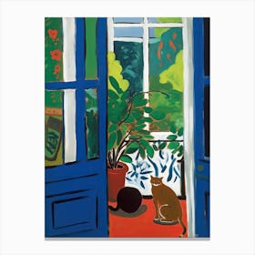 Open Window With Cat Matisse Style London 2 Canvas Print