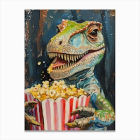 Dinosaur With Popcorn Brushstroke 1 Canvas Print