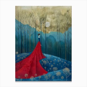 Woman In A Red Dress Style Abstract Canvas Print