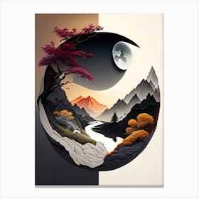 Landscapes 7, Yin and Yang Illustration Canvas Print