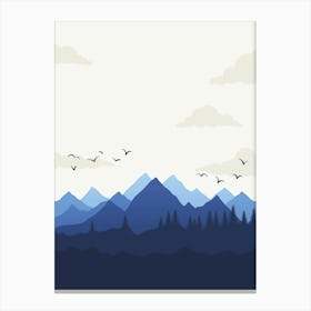 Mountain Landscape With Birds Canvas Print