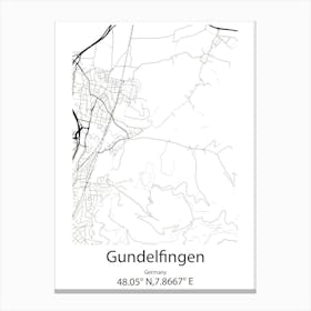 Gundelfingen,Germany Minimalist Map Canvas Print