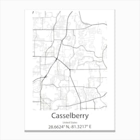 Casselberry,United States Minimalist Map Canvas Print