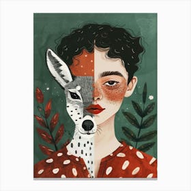 Girl With A Deer Canvas Print