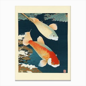 Tancho Koi Fish Ukiyo E Style Japanese Canvas Print