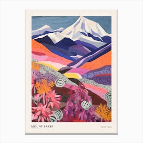 Mount Baker United States 1 Colourful Mountain Illustration Poster Canvas Print