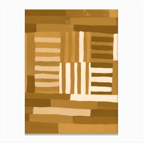 Painted Color Block Grid In Mustard Canvas Print