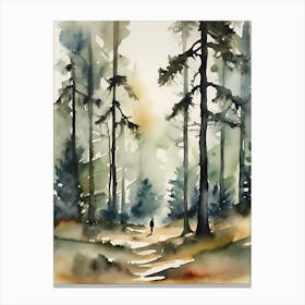 Abstract Watercolor Landscape Solitary Figure 7 Canvas Print