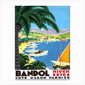 Bandol, France, Sailing Boat On The Port Canvas Print