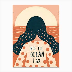 Into The Ocean I Go, sun, dress, long hair woman portrait  Canvas Print