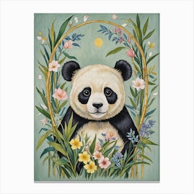 Panda Bear In The Bamboo Garden Canvas Print