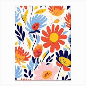 Radiant Blossom Ballet; Inspired By Henri Matisse Colorful Flower Market Canvas Print