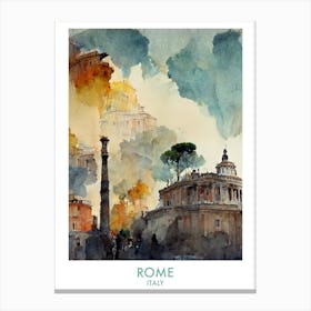 Rome Italy Watercolour Travel Canvas Print