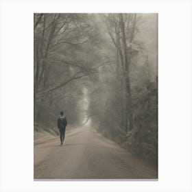 Person Walking Down A Road Canvas Print