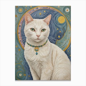 Cosmic White Cat Canvas Print