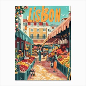 Aihrgdesign A 1970s Inspired Travel Poster For Lisbon 3 Canvas Print