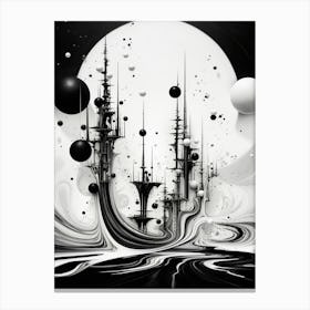Parallel Universes Abstract Black And White 15 Canvas Print