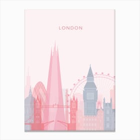 Pink And Blue London Skyline Canvas Print
