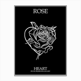 Rose Heart Line Drawing 2 Poster Inverted Canvas Print