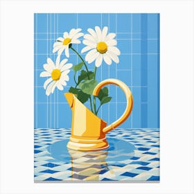 Watering Can With Daisies Canvas Print