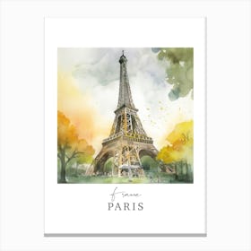 France, Paris Storybook 6 Travel Poster Watercolour Canvas Print