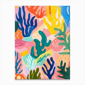 Coral Sea Life Gouache Painting Canvas Print