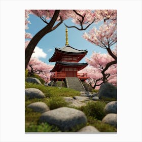 Cherry Blossom Pagoda Canvas Print