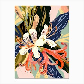 Colourful Flower Illustration Honeysuckle 1 Canvas Print