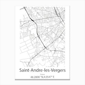 Saint Andre Les Vergers,France Minimalist Map Canvas Print