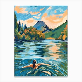 Wild Swimming At Derwentwater Cumbria 1 Canvas Print