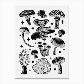 Texas Mushrooms   Black Silhouette Canvas Print