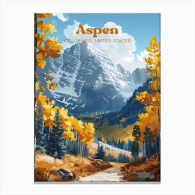 Aspen Cityscape Digital Travel Art Canvas Print