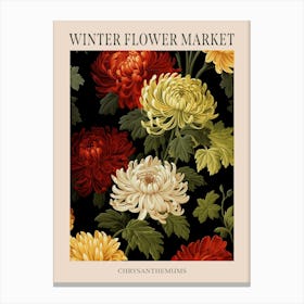 Chrysanthemums 4 Winter Flower Market Poster Canvas Print