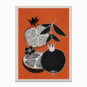 Line Art Pomegranates 1 Canvas Print