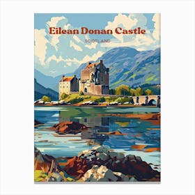 Eilean Donan Castle Vintage Travel Art Leinwandbild