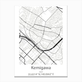 Kemigawa,Japan Minimalist Map Canvas Print