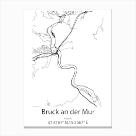 Bruck An Der Mur,Austria Minimalist Map Canvas Print