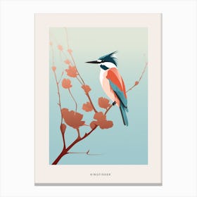 Minimalist Kingfisher 1 Bird Poster Canvas Print