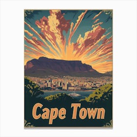 Aihrgdesign A Vintage Travel Poster Of Cape Town Canvas Print