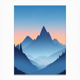 Misty Mountains Vertical Composition In Blue Tone 29 Canvas Print
