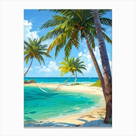 Beach With Palm Trees Canvas Print