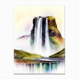 Seljalandsfoss, Iceland Water Colour  Canvas Print