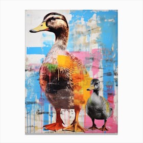 Duckling Family Screen Print Inspired 2 Canvas Print