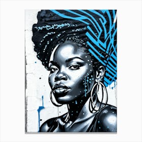 Graffiti Mural Of Beautiful Black Woman 38 Canvas Print