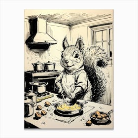 Squirrel In The Kitchen Canvas Print